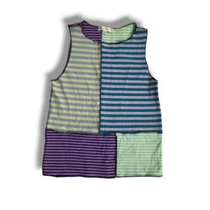 Gilded Intent Womens XL Ribbed Patchwork Contrasting Color Y2K Unique Tank Top